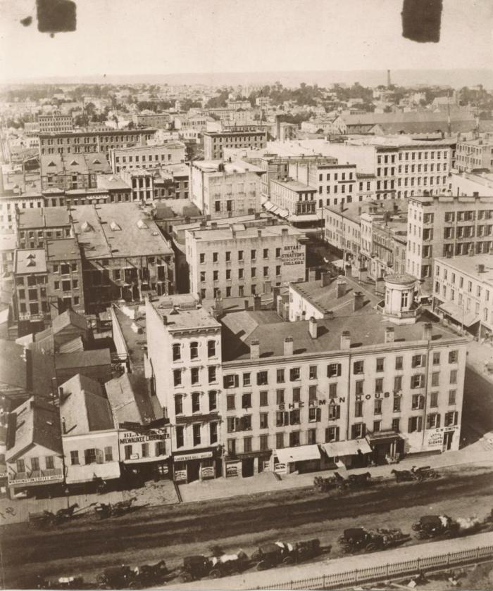 8-1_1858 photo of Clark & Randolph. The riot took place right outside the Sherman House.jpg